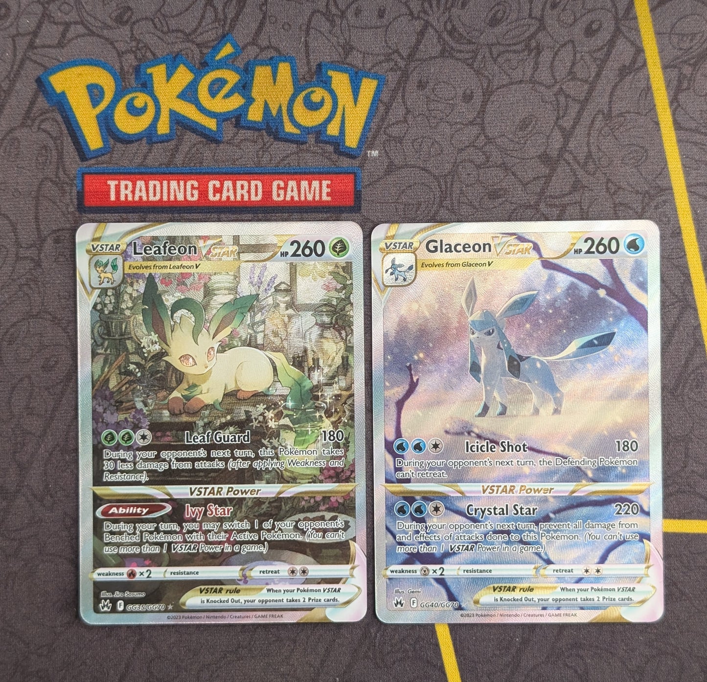 Leafeon & Glaceon VStar - GG35/GG70 & GG40/GG70 - Crown Zenith - Galarian Gallery - Near Mint